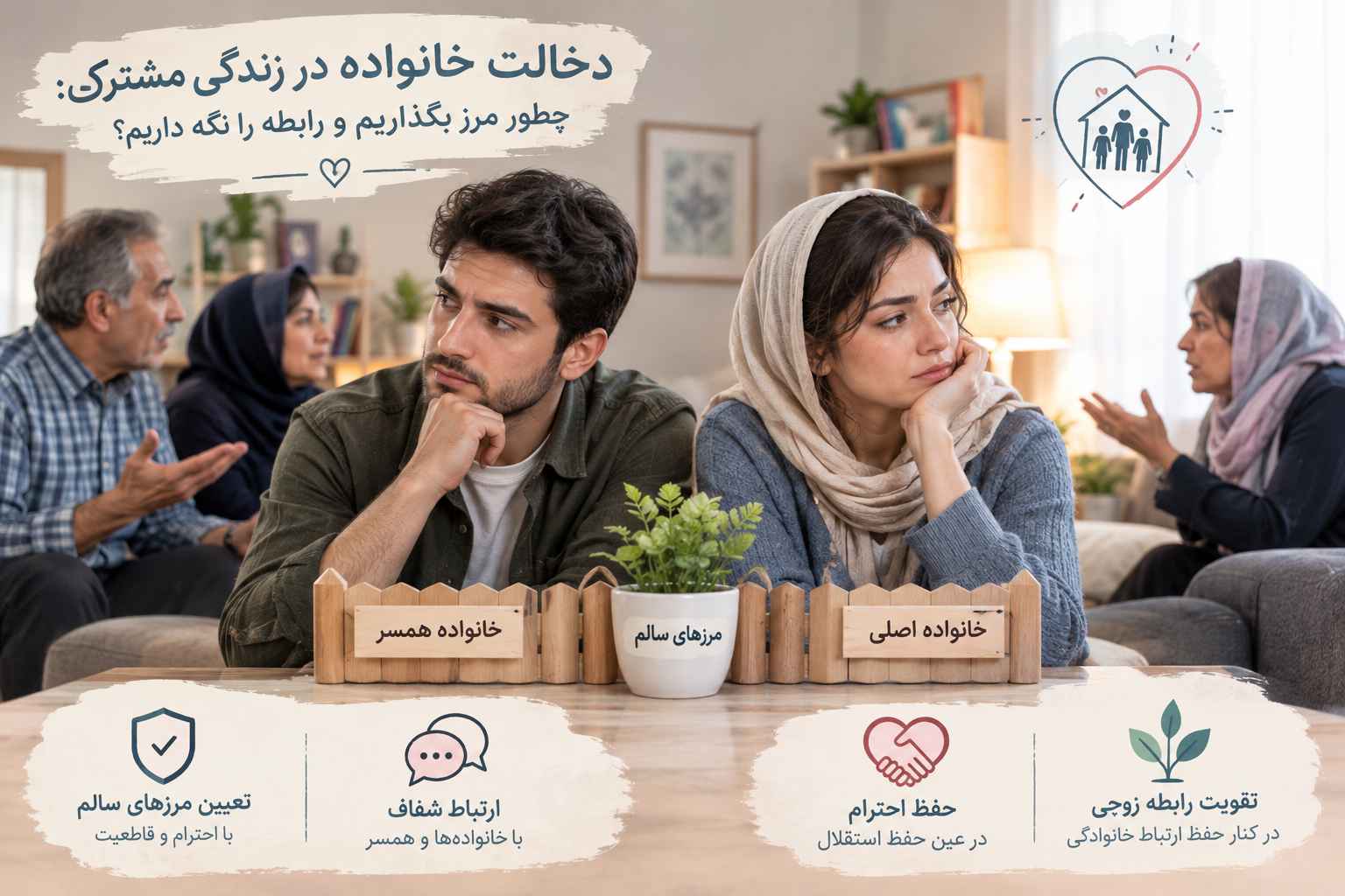 دخالت خانواده در زندگی مشترک: چطور مرز بگذاریم و رابطه را نگه داریم؟