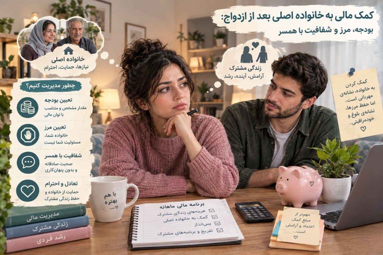 کمک مالی به خانواده اصلی بعد از ازدواج: بودجه، مرز و شفافیت با همسر